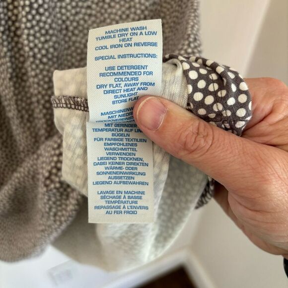 Boden Women v-neck short sleeve polka dot gray white stretch cotton dress 6 EUC! - Picture 7 of 10